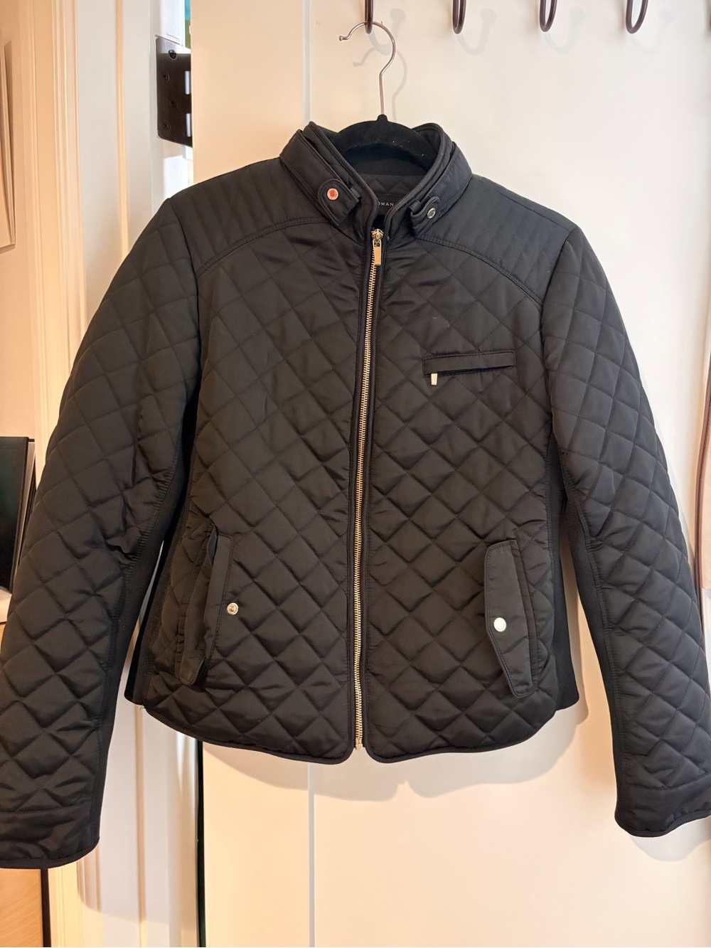 Zara Black Quilted Puffer Jacket with Stand Collar